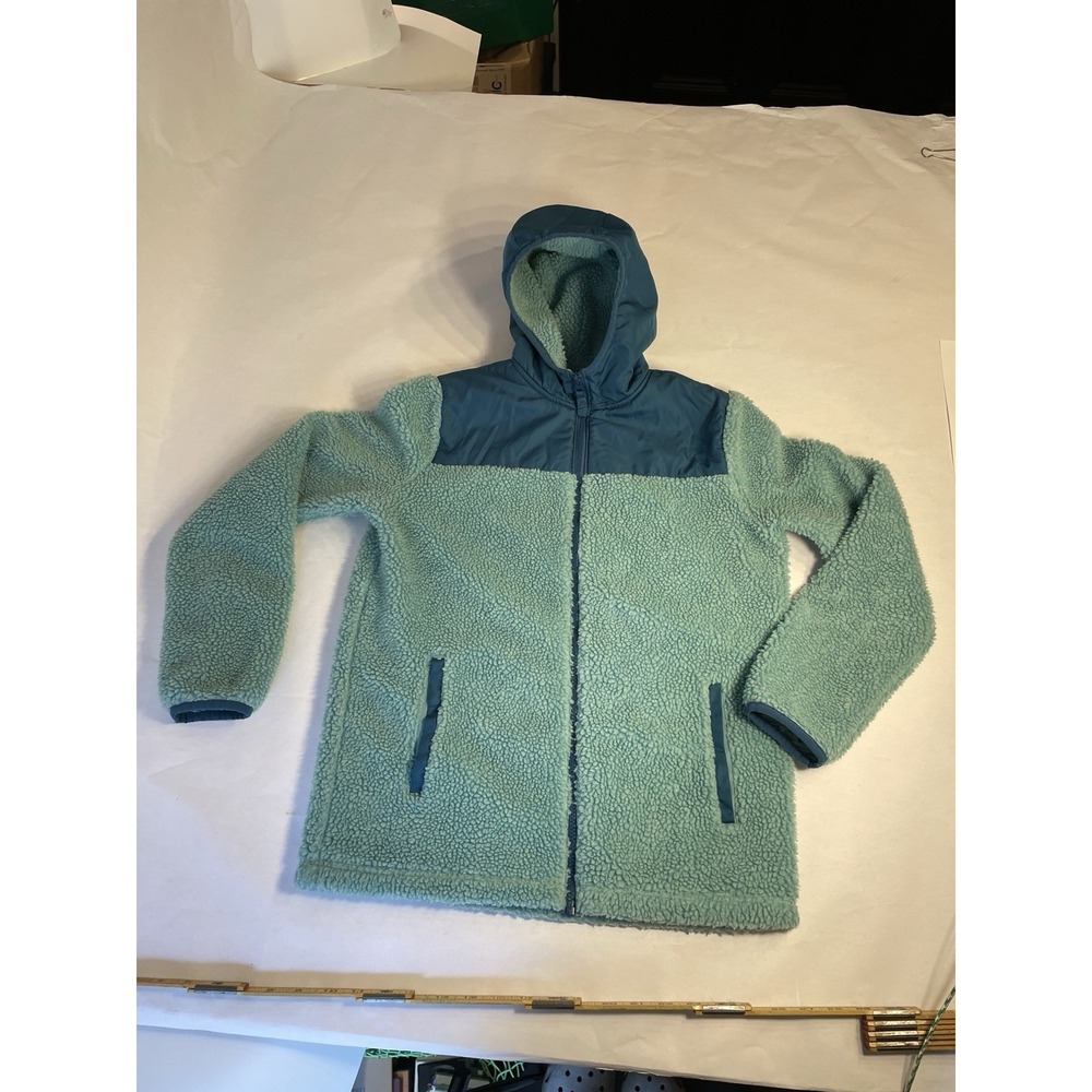 Lands End 14 16 Teal Jacket Boat Sherpa Hooded